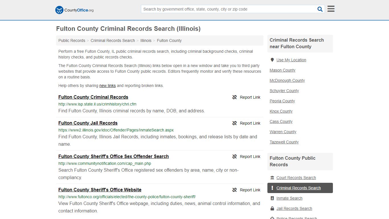 Criminal Records Search - Fulton County, IL (Arrests ...